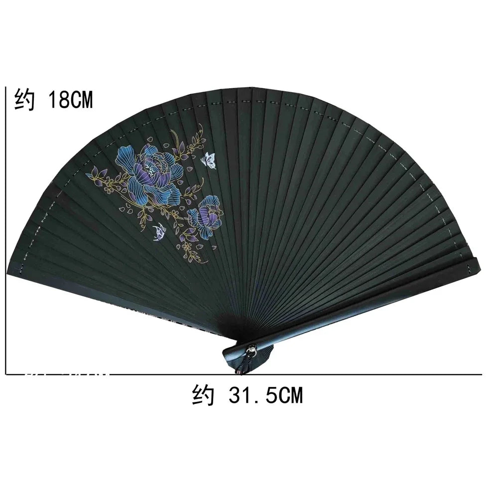 Chinese Style Bamboo Classical Fan Lady Japanese Ancient Style Classical Portable Folding Fan Hanfu Dance Fan Oasis Select