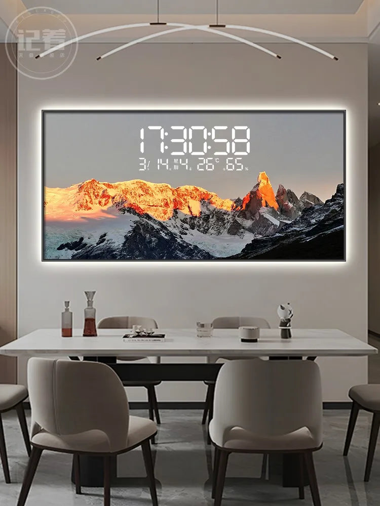 Permanent Calendar Electronic Wall Clock Guest Restaurant Decorative Painting Large Screen LED Lights Plug-in Wall Clock Oasis Select