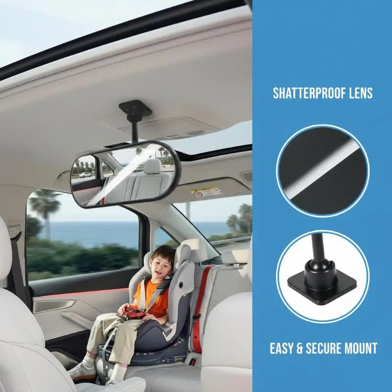 Car Rearview Mirror Wide View Safety Mirror For Windshield Infant Car Seats Clear Reflection 360-Degree Rotatable Adjustable Oasis Select