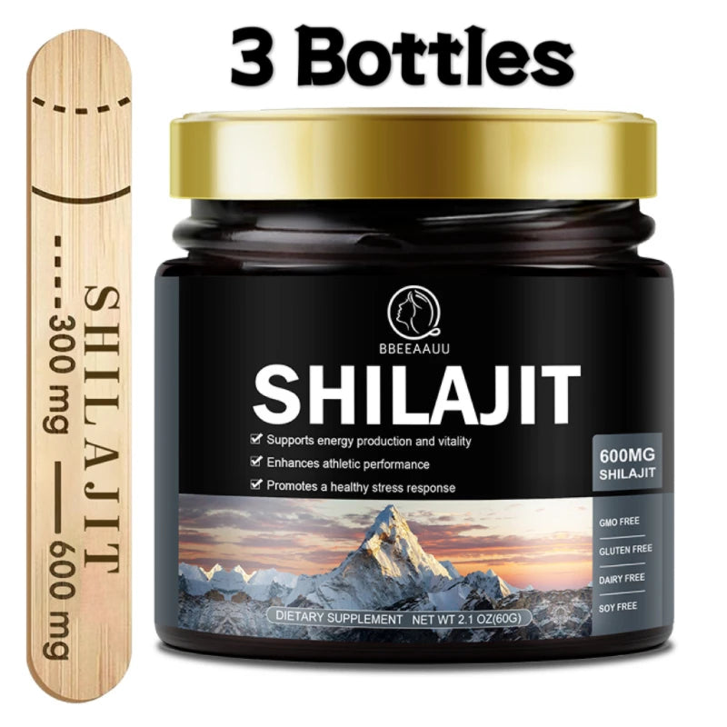 BBEEAAUU 60g 100% Himalaya Pure Shilajit Resin Original Mineral Health Supplement Non-GMO Brain Memory Cognitive Energy Health Oasis Select 3Bottles United States