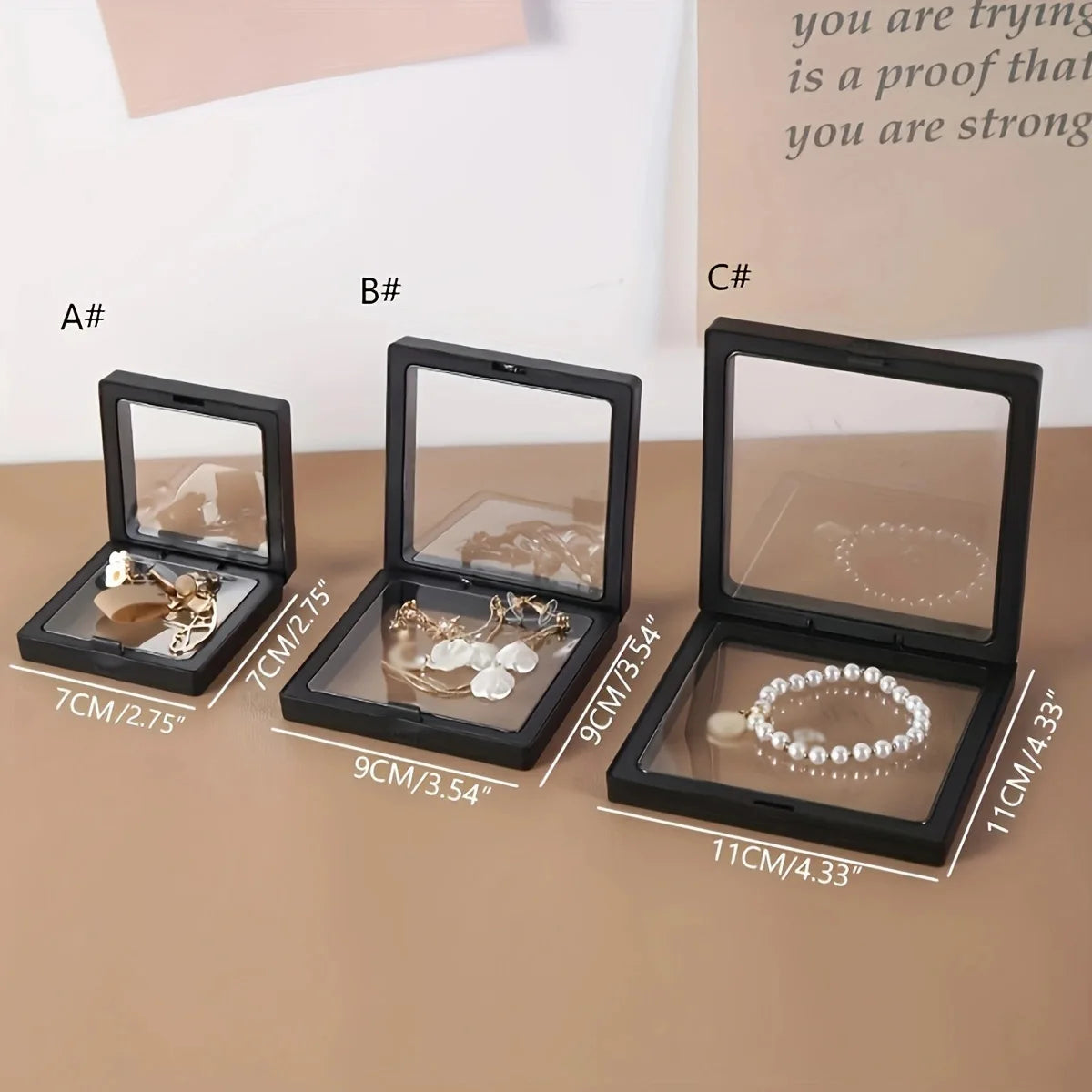 10pcs,Transparent floating display box, plastic film jewelry packaging box, jewelry, necklace, ring, and collectible storage box Oasis Select