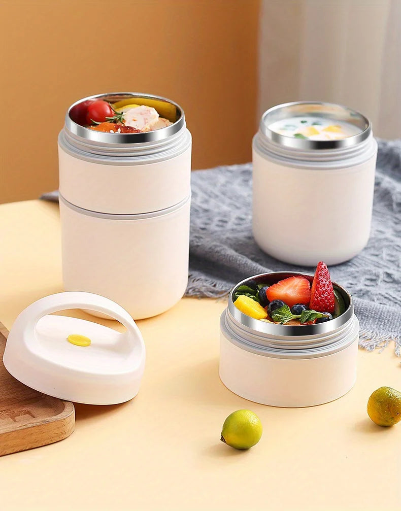 Compact Thermal Lunch Box With Insulated bag and spoon - Stainless Steel Soup Cup with Insulated Design, for Office, School Oasis Select