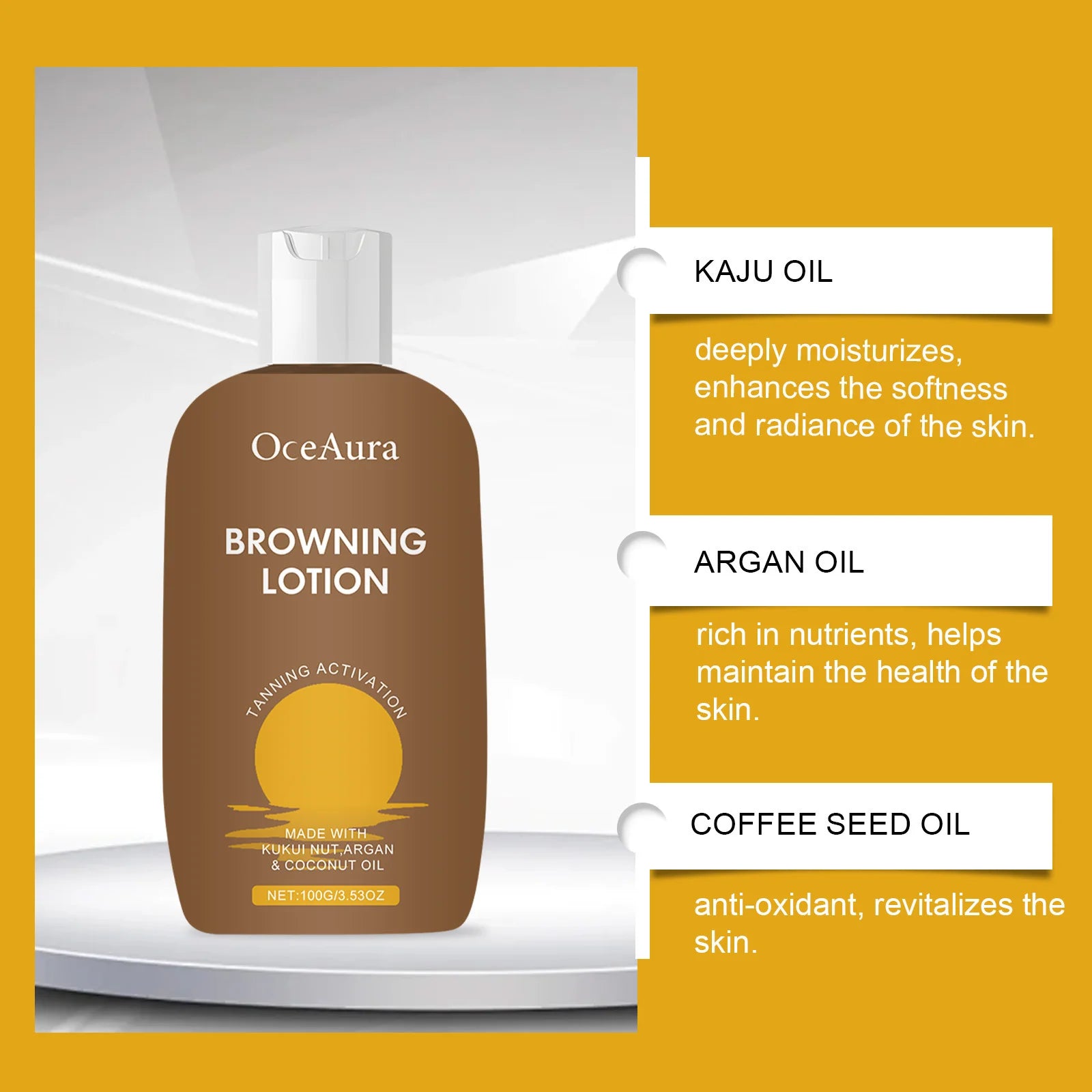 Oceaura Tanning Lotion Body Facial Sunless Self Tanner Skin Coloring Blackening Sun Block Isolation Lightweight Fake Tan Cream Oasis Select