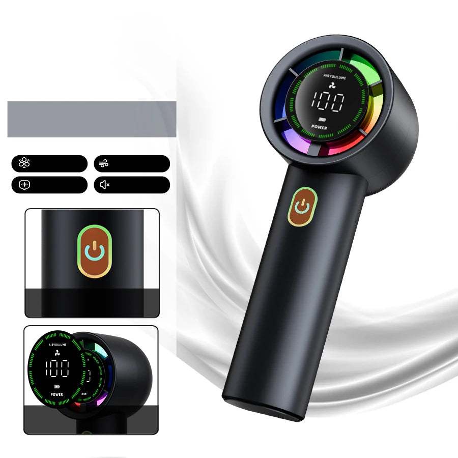 URGGU Handheld Fan 100 Speeds 3000mAh USB Rechargeable Digital Display