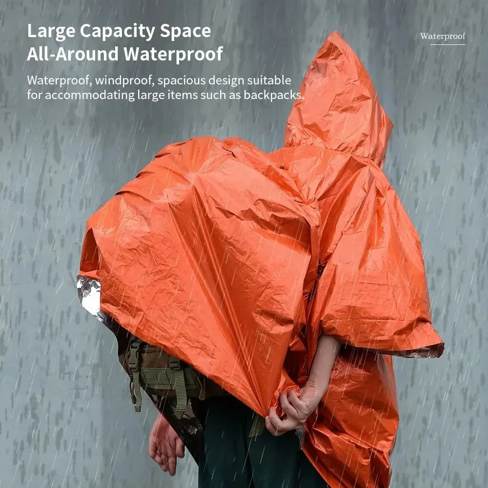 Emergency Raincoat Poncho Waterproof Rainwear Blanket Survival Camping Equipment Cold Insulation Rainwear Camping Equipment Oasis Select