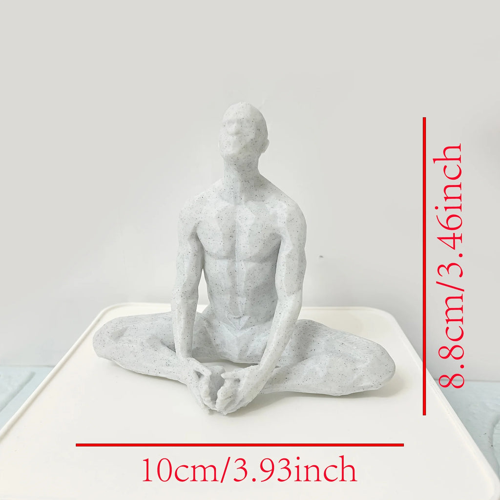 Creative Geometric Human Form Ornament 3D Printed Yoga Pose Figurine Art Craft Decor for Meditation Corner & Zen Style Room Gift Oasis Select meditation1