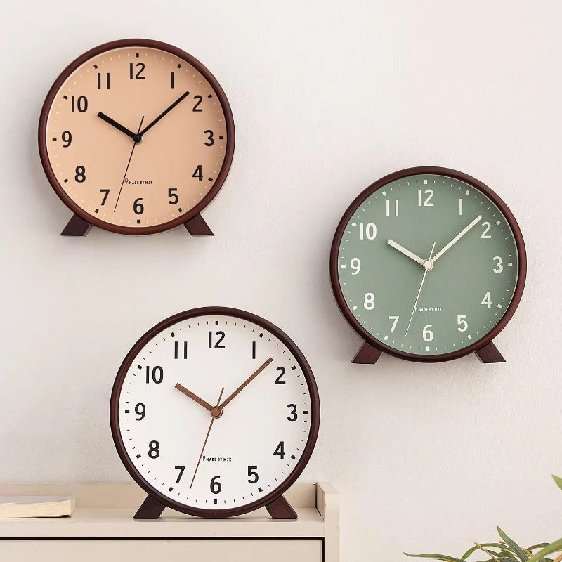 Solid Wood Chinese Retro Clock New Desktop Decoration Living Room Silent Clock Placement Decoration Retro Clock Oasis Select