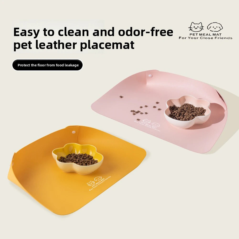 PU Leather Pet Feeding Mat – Waterproof & Non-Slip Placemat