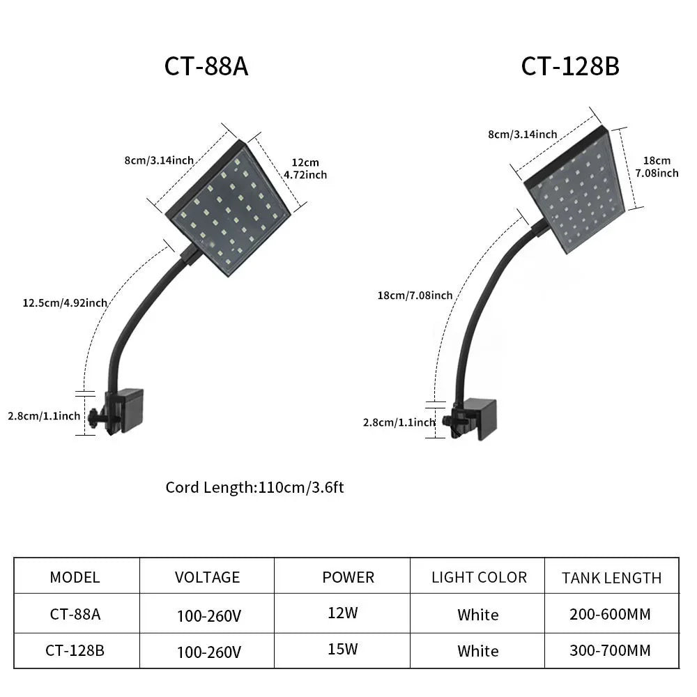 Led Aquarium Fish Tank Lighting Clip Lamp Adjusted High Brightness Landscape Plants Water Grass Algae Grow Lights with Lampshade Oasis Select