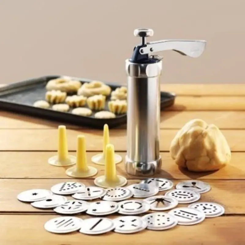 Cookie Press Stainless Steel Biscuit Extruder Press Cookie Gun Baking Kit Machine Set DIY Biscuit Press Maker Baking Tools Oasis Select