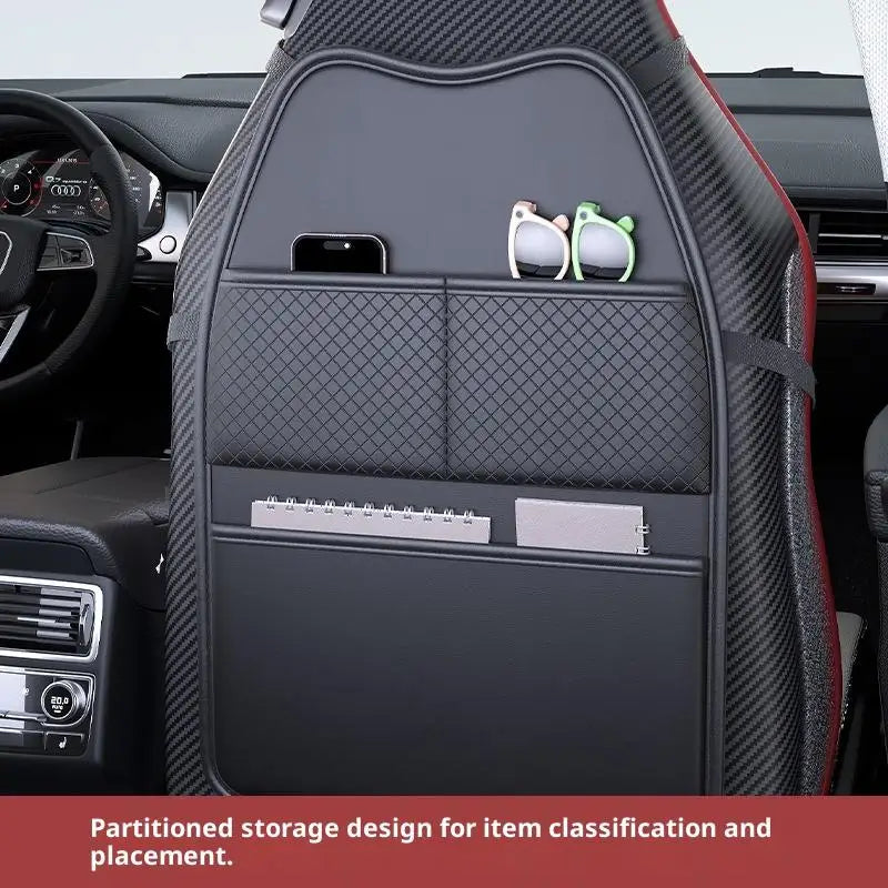 PU Leather Car Seat Kick Proof Pad With Pockets Multi-functional Tablet Holder Auto Seat Back Protection Cover For Kids 1PC Oasis Select