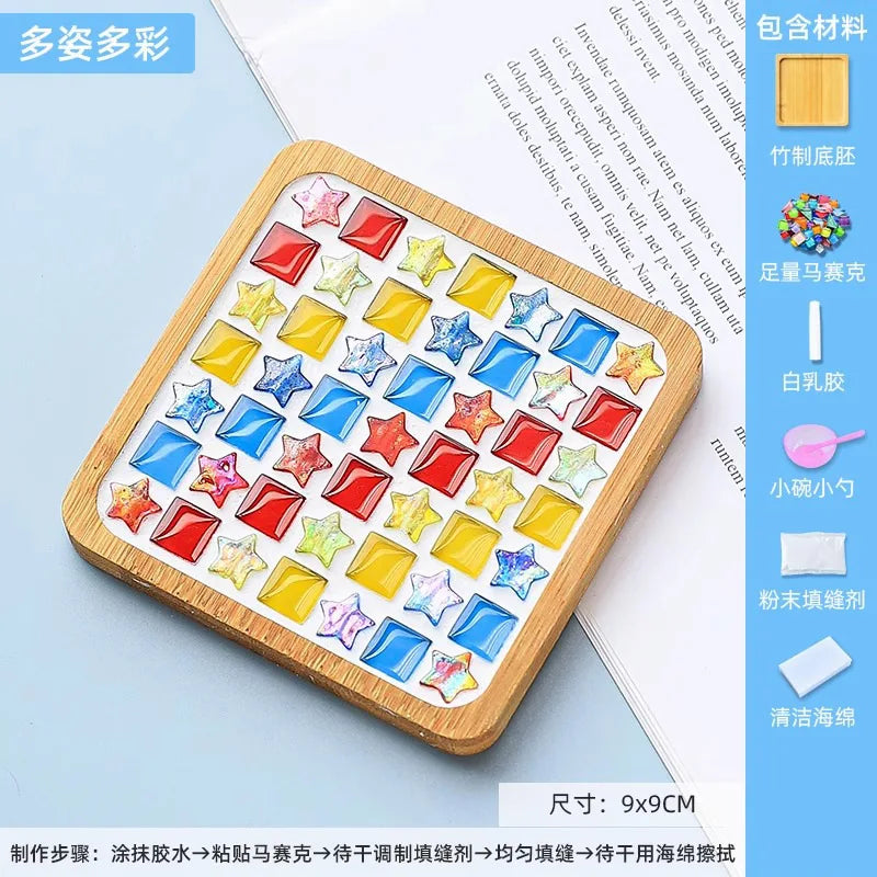 Mosaic Coasters DIY Creative Children's Handmade Material Pack Event New Year's Easter Handmade Diy Gifts Oasis Select Square P 9 9cm