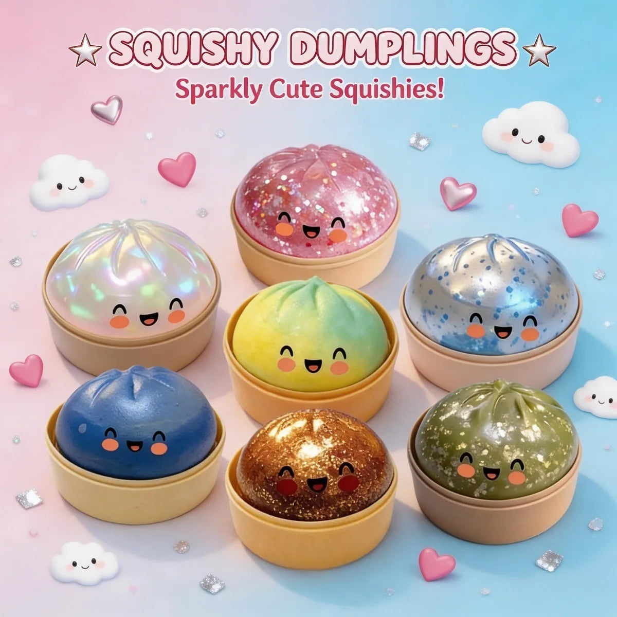Colorful Crystal Steamed Bun Squeeze Toy Reusable Fun Stress-Relief Slow Rebound Flash Dumpling Desktop Decoration Party Gifts Oasis Select