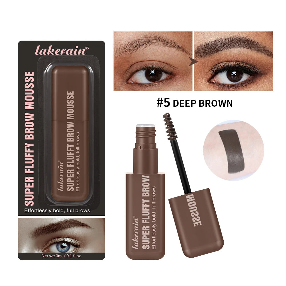 Waterproof Eyebrow Mousse Superfluff Volumizing Brow Thick Fluffy Brows Soft Long-lasting Makeup Fluffy Thick Eyebrows Makeup Oasis Select 5DEEP BROWN