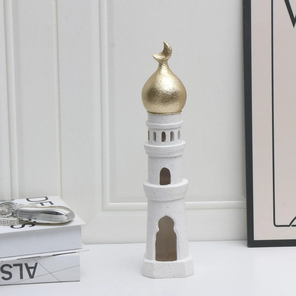 Middle Eastern Castle Moon Tower Resin Statue | Home Decor