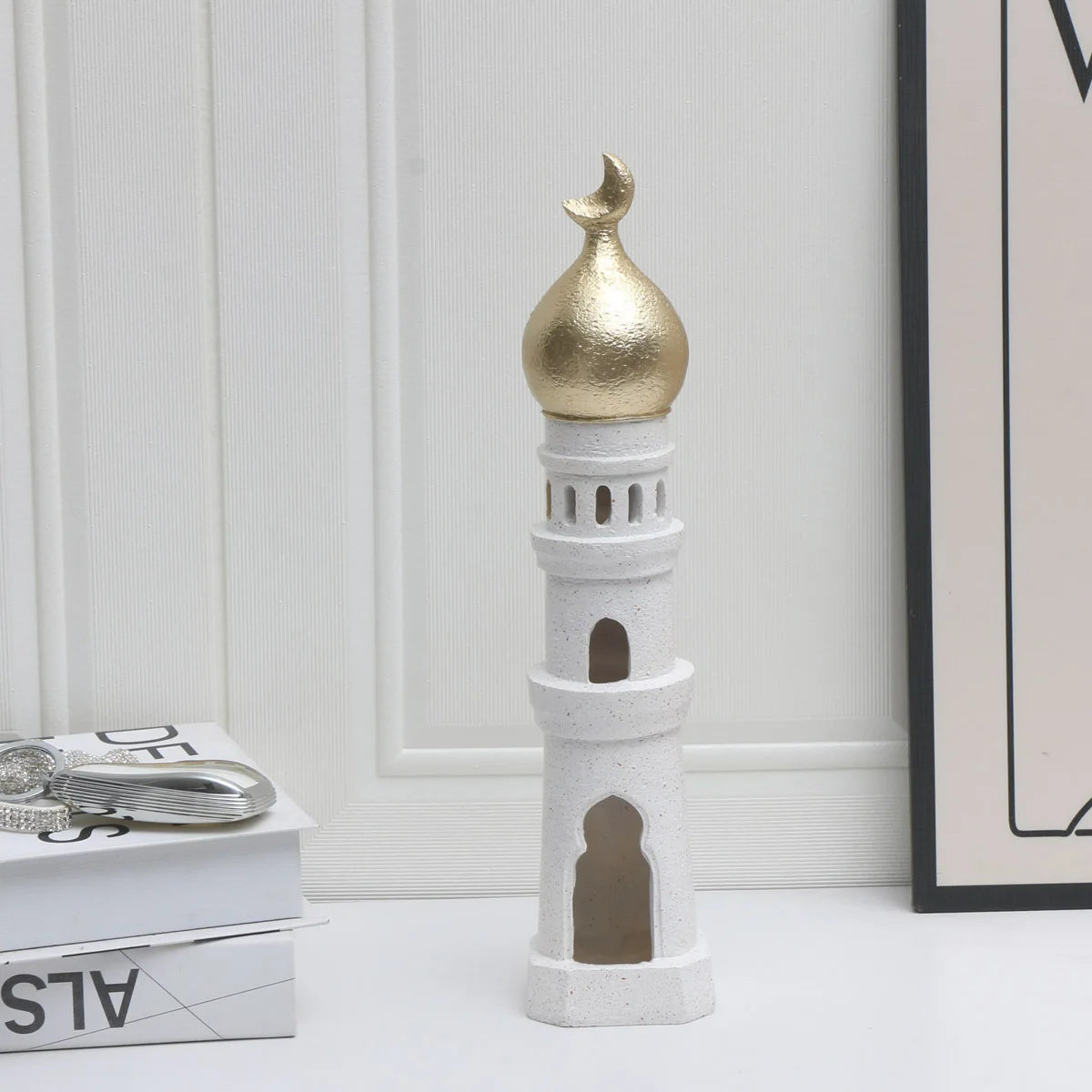 Middle Eastern Castle Moon Tower Resin Statue | Home Decor