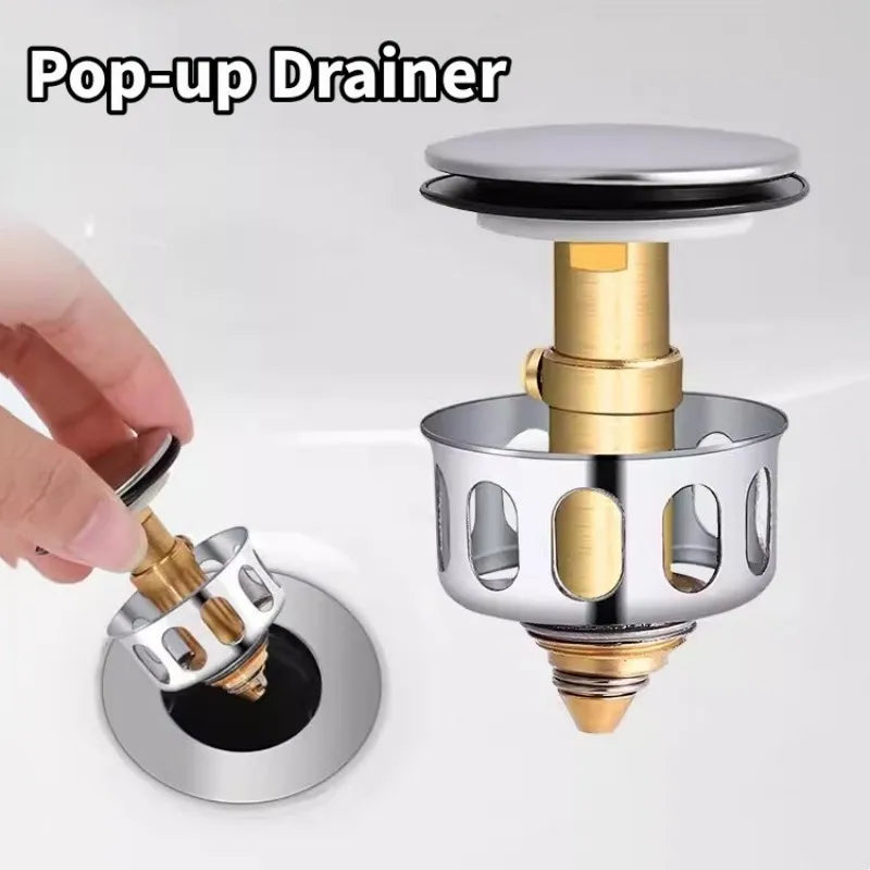 Basin Drains Universal Metal Filter Valve Pop-up Drainer Waste Stopper Bathtub Strainer Plug Hair Catchers Bathroom Accessories Oasis Select