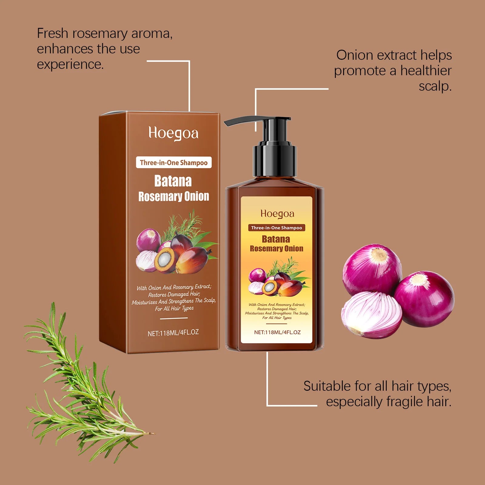 3in1 Batana Rosemary Shampoo Hair Growth Anti Loss Soothing Scalp Oasis Select