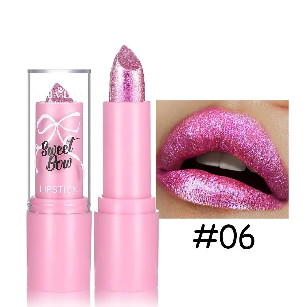 Metallic Pink Glitter Lipstick – Shimmer Long-Lasting Lip Gloss Shimmer Lip Gloss Oasis Select 06