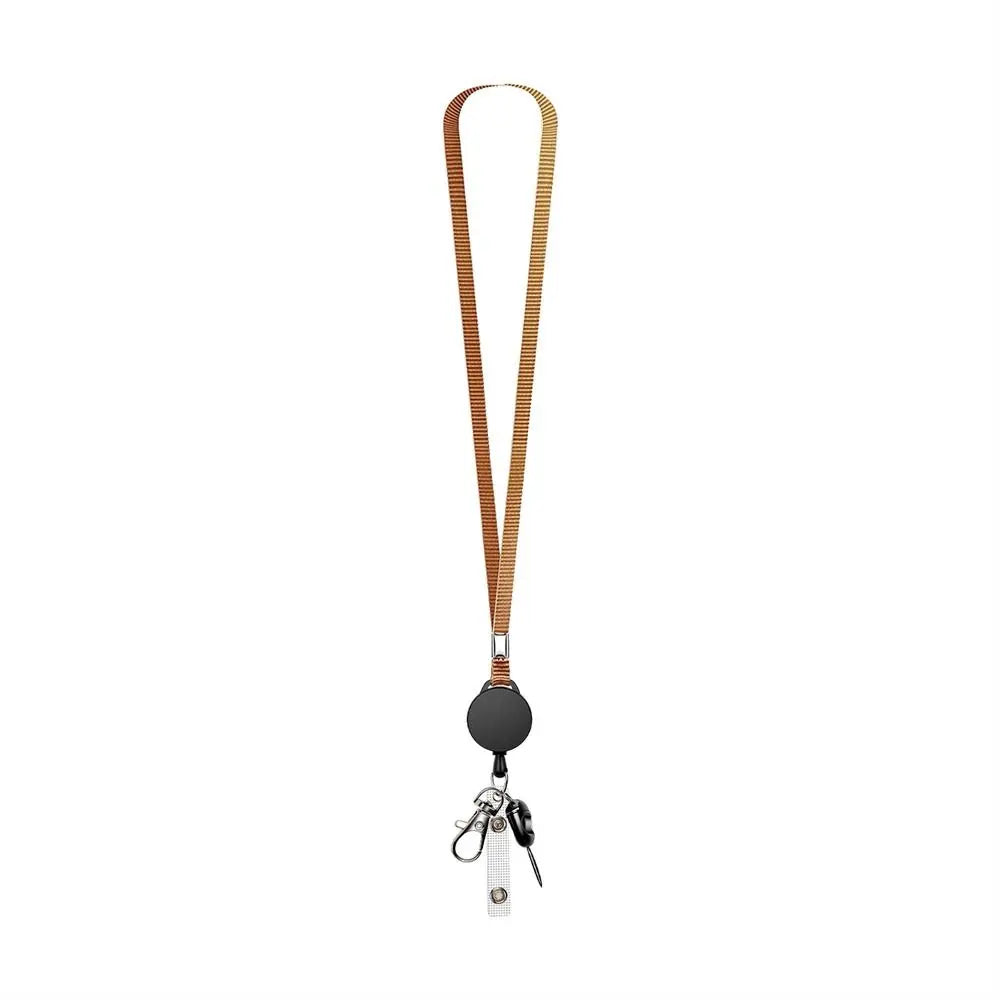 Neck Strap Key Chain Lanyard Card Holder Badge Reel Phone Key Ring ID Name Card Nurse Retractable Badge Holder Office Supplies Oasis Select Brown