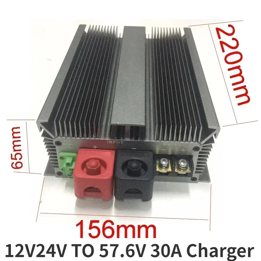 12V/24V TO 58V 48V 20A 30A Lifepo4 Lithium Battery Charger Boost Step Up Module Converter 24 Volt to 48 Volt for Automotives CE Oasis Select 57.6V30A Charger