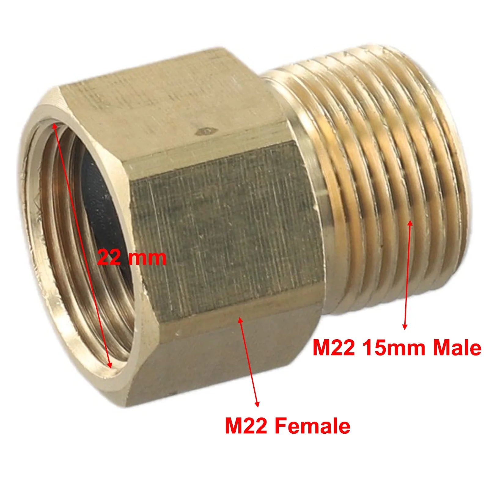 Metric Adapter M22 15mm Male Thread To M22 14mm Female Pressure Washer Gun Hose Connector Brass Fitting Garden Parts Oasis Select