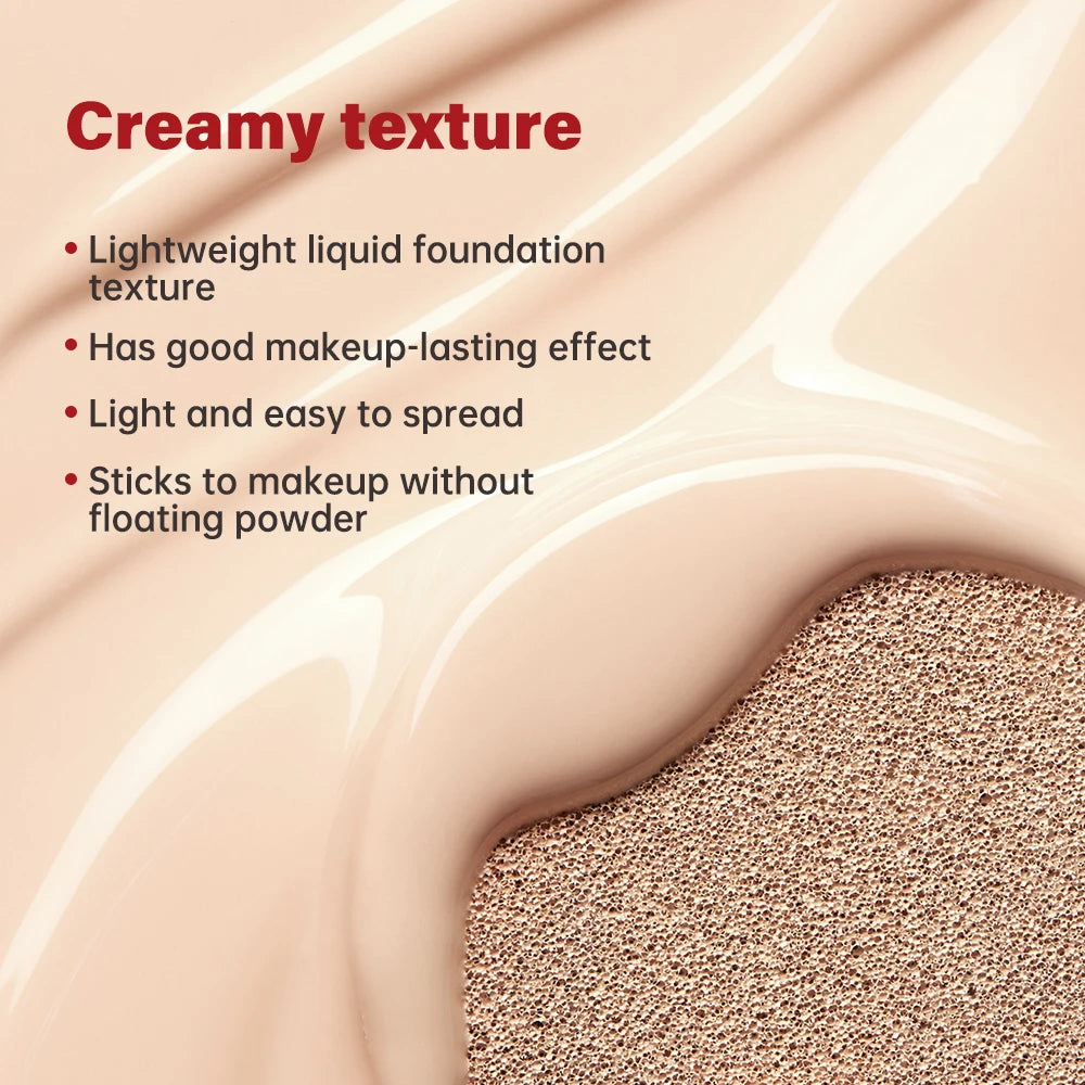 Lakerain Suncreen Cushion Foundation Waterproof Long-lasting Full Coverage Concealer Semi-matte Finish Natural Makeup Cosmetic Oasis Select