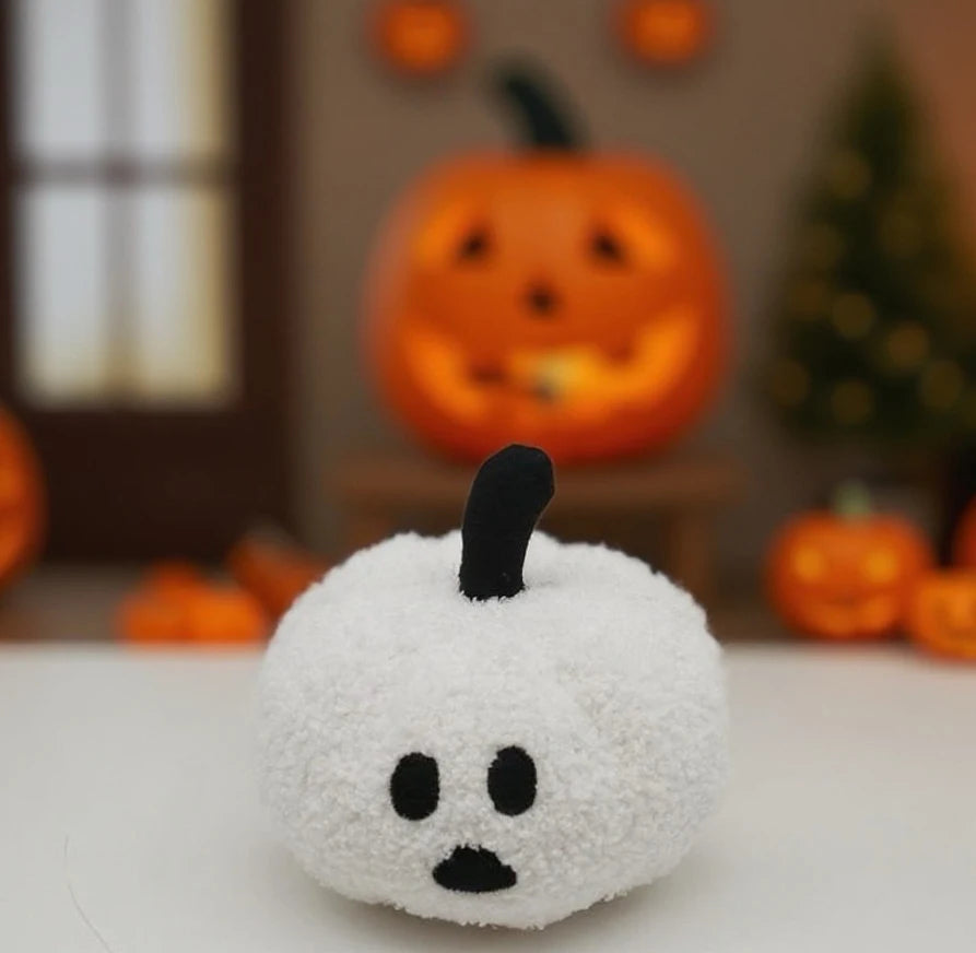 Halloween Pumpkin Pillow Plush Mummy Doll Halloween Pumpkin Pillow Halloween Scary Pillow Doll Holiday Decor Desktop Ornament Oasis Select White