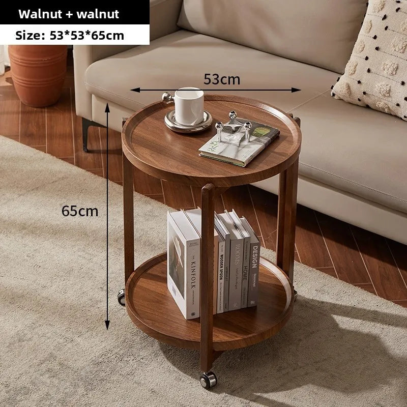 Multi-functional Movable trolley side table Living room coffee table Movable coffee table sturdy and durable Oasis Select Walnut Rack E
