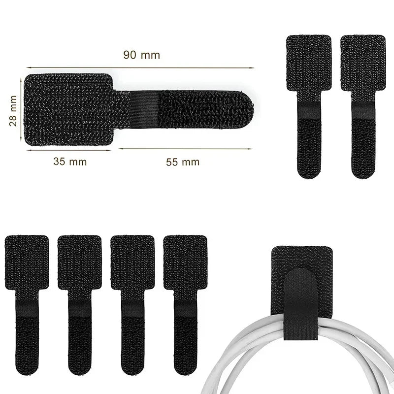 Reusable Cable Ties & Self-Adhesive Cord Organizer Straps