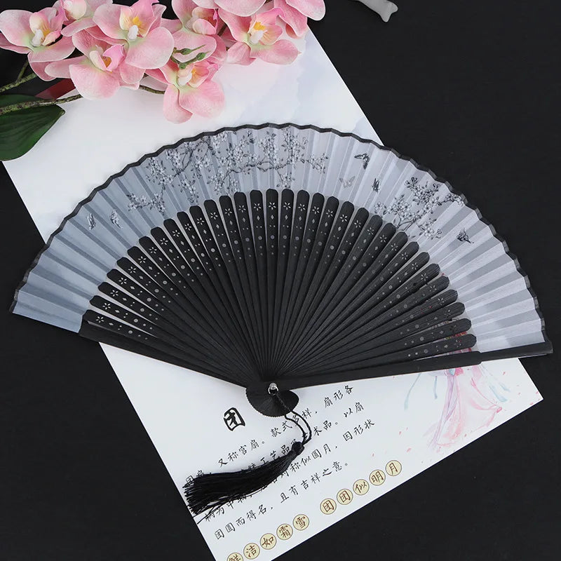 Folding Fan Hand Mini Silk Hollow Out Bamboo Products Arts and Crafts Women Japanese Dance Fan Portable Oasis Select 4