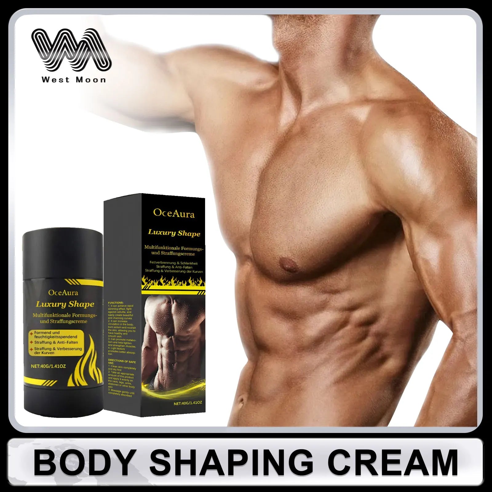 Firming Cream for Men Shaping Fat Burning Reduce Cellulite Improve Sagging Skin Enhancer Abdominal Muscle Tightening Cream Stick Oasis Select
