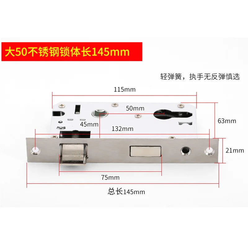 Indoor Door Wooden Door Core 58 Small Lock Body Size 50 Lock Core Lock Tongue Bedroom Door Accessories Door Lock Lock Bodys Oasis Select 145MM