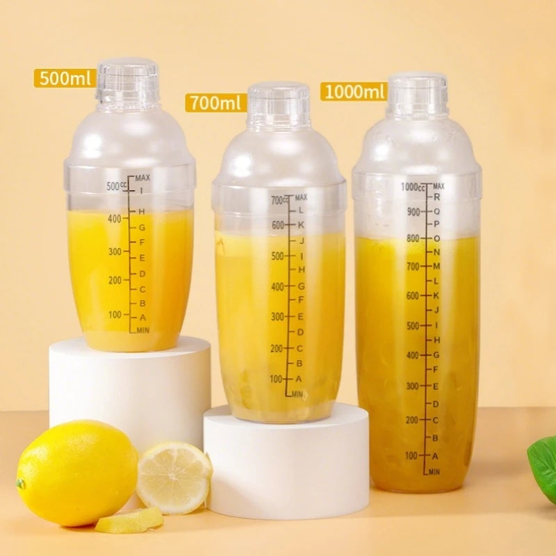 350ml/500ml/700ml/1000ml Plastic Cocktail Shaker Martini Hand Shaker Cup with Scales Milk Tea Wine Drink Shaker Mixer Bar Tools Oasis Select