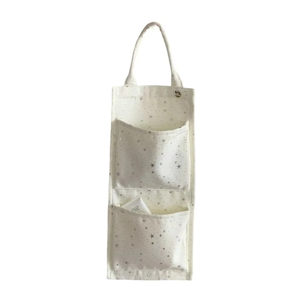 Star Pattern Fabric Hanging Wall Organizer | Multi-Pocket Bag