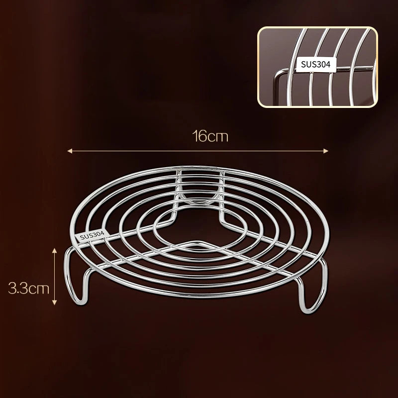 304 Stainless Steel Round Steamer Rack Kitchen Multifunction Pot Steaming Tray Dumplings Eggs Grill Stand Pressure Cooker Trivet Oasis Select A 16cm