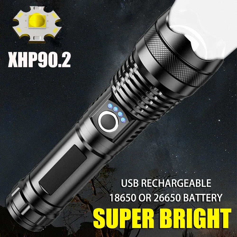 Rechargeable Long Range Tactical Torch Waterproof Outdoort Emergency Camping Lantern High Power LED Flashlight Oasis Select