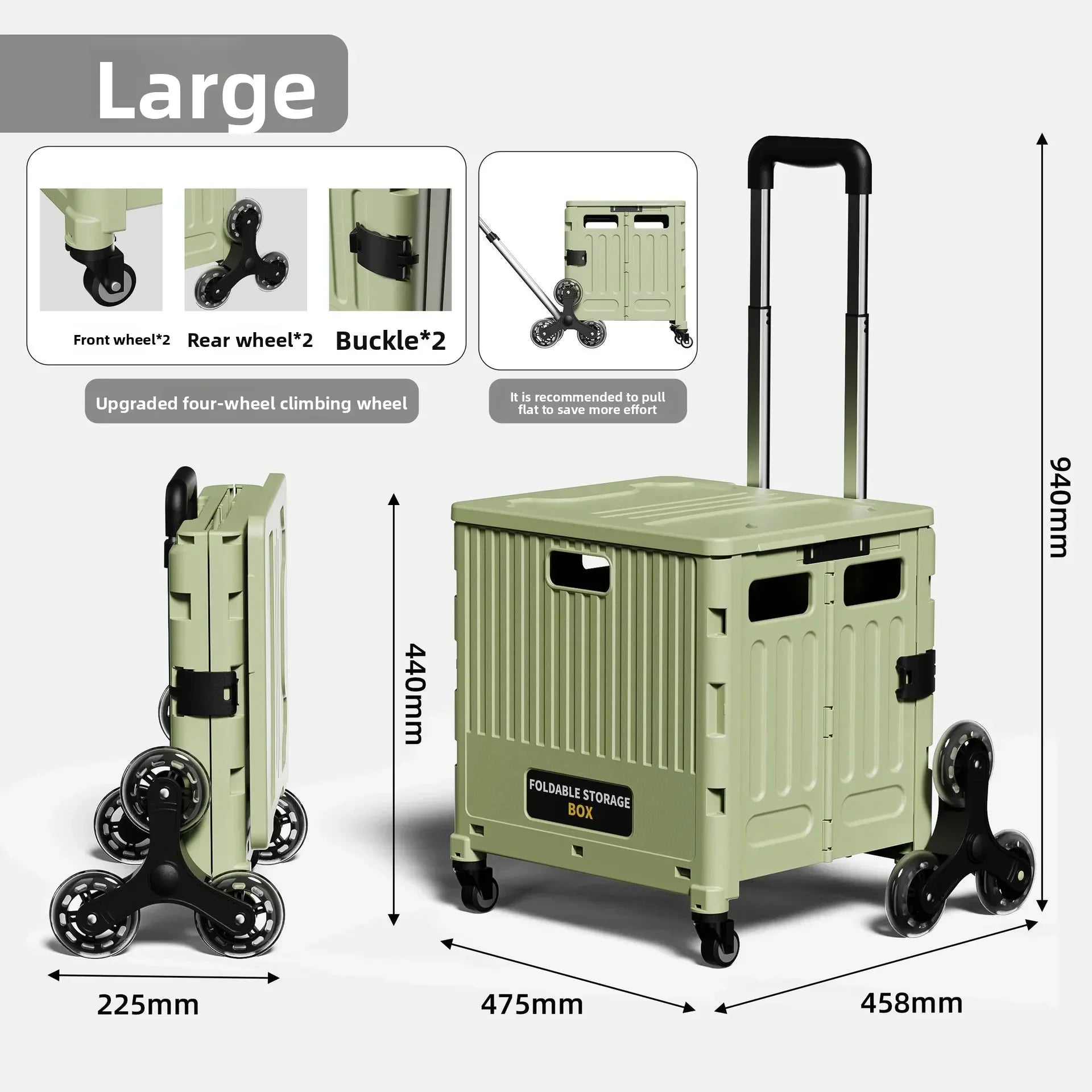 Household multi-functional grocery shopping cart Portable folding shopping cart Outdoor trolley cart Stall camping storage box Oasis Select Large-A-Green