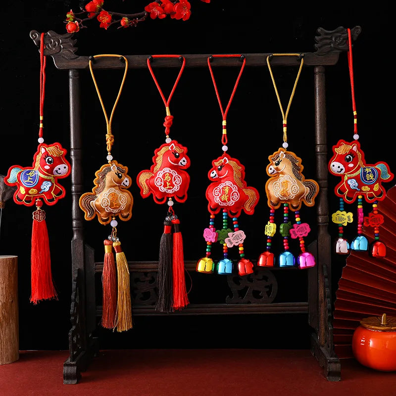 Elegant Chinese Zodiac Horse Pendant: Lucky Tassel Car Decoration, Ideal Gift and Home Ornament for Spring Festival Oasis Select