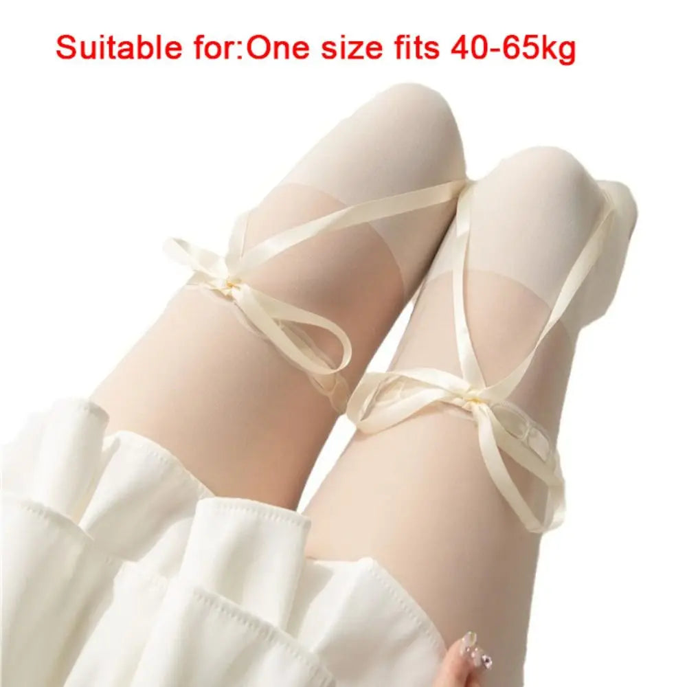Fashion Polyester Bowknot Pantyhose Bowknot Thin Tights Stock High Waist Hollow Out Long Stocking Women Oasis Select