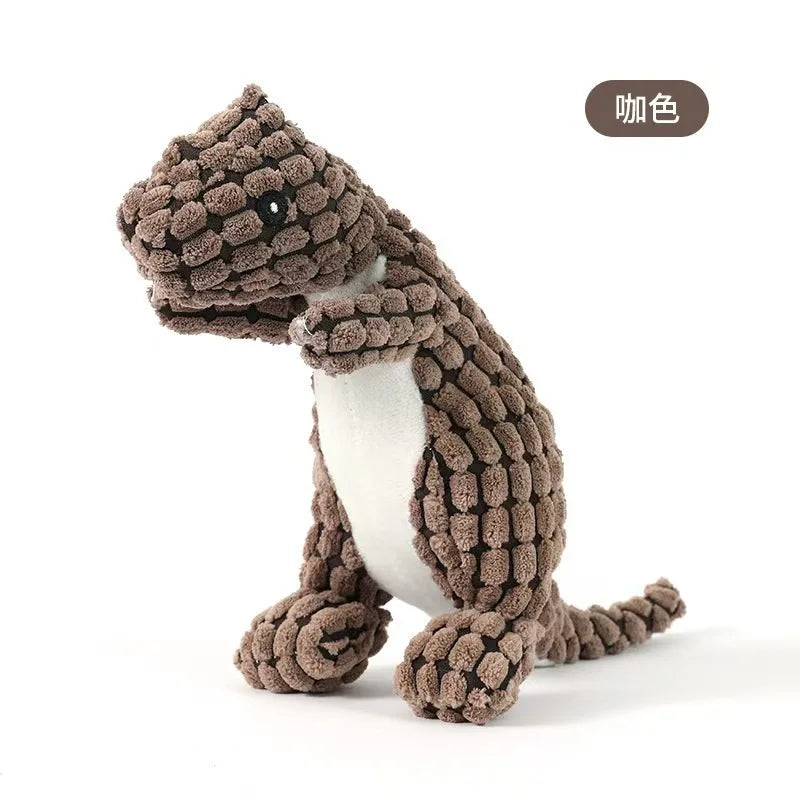 Bite-Resistant Yellow Quack Duck Plush Pet Toy | Baby-Like Sound & Teeth Grinding Design for Dogs & Cats Dog Toys Oasis Select Brown Dinosaur
