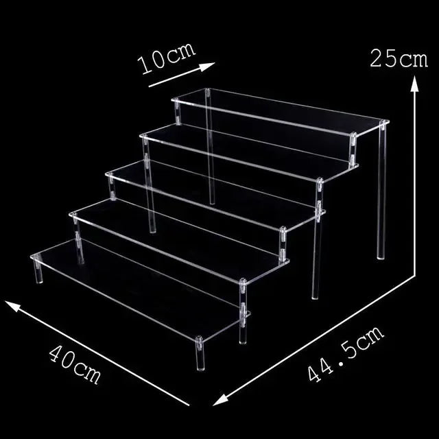 1–5 Tier Acrylic Display Stand | Riser Shelf Rack – Clear & Black