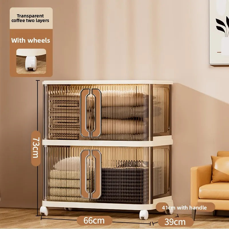 Household Folding Storage Cabinet Large Capacity Double Door Bedroom