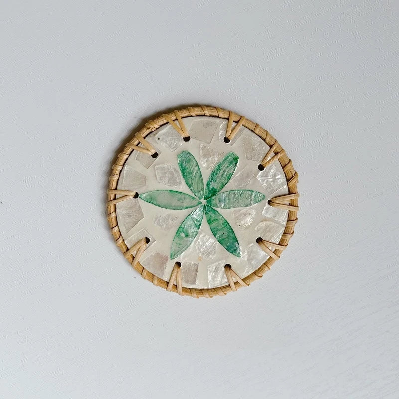 Handmade Seashell Art Coaster Seashell Coaster Handcrafted Seashell Flower Pattern Table Coasters Artistic for Home for Tables Oasis Select Style 5
