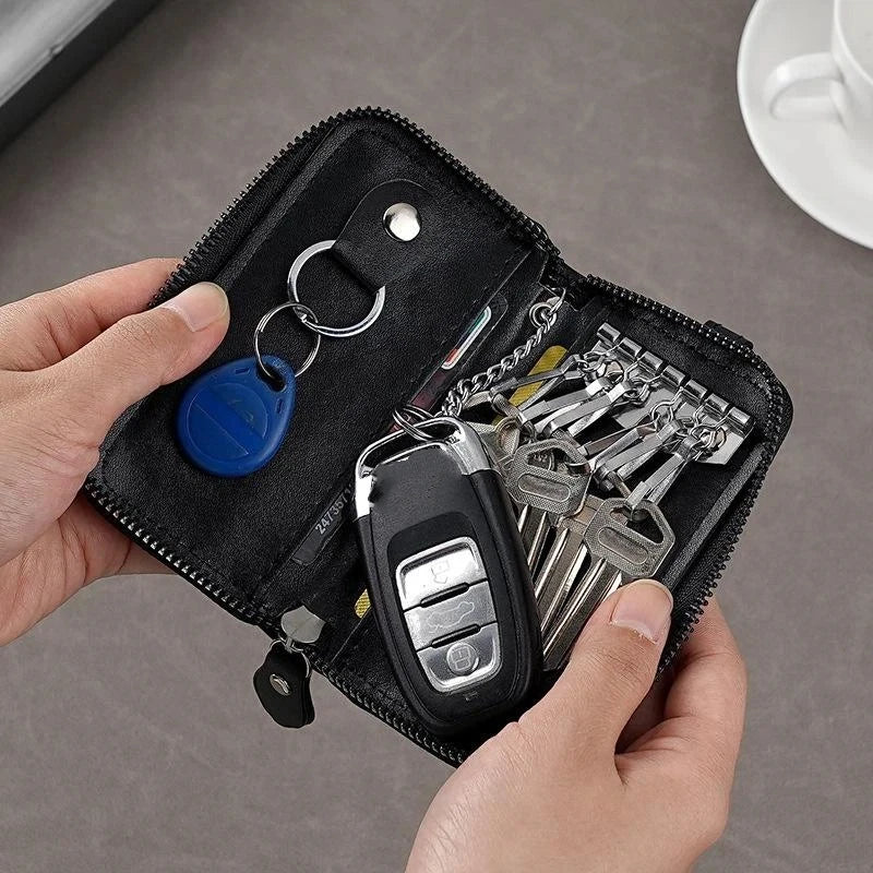 Car Key Bag Large Capacity Zipper Men's And Women's Waist Hanging Household Key Bag Buckle Universal Multi-function Key Bag For Oasis Select