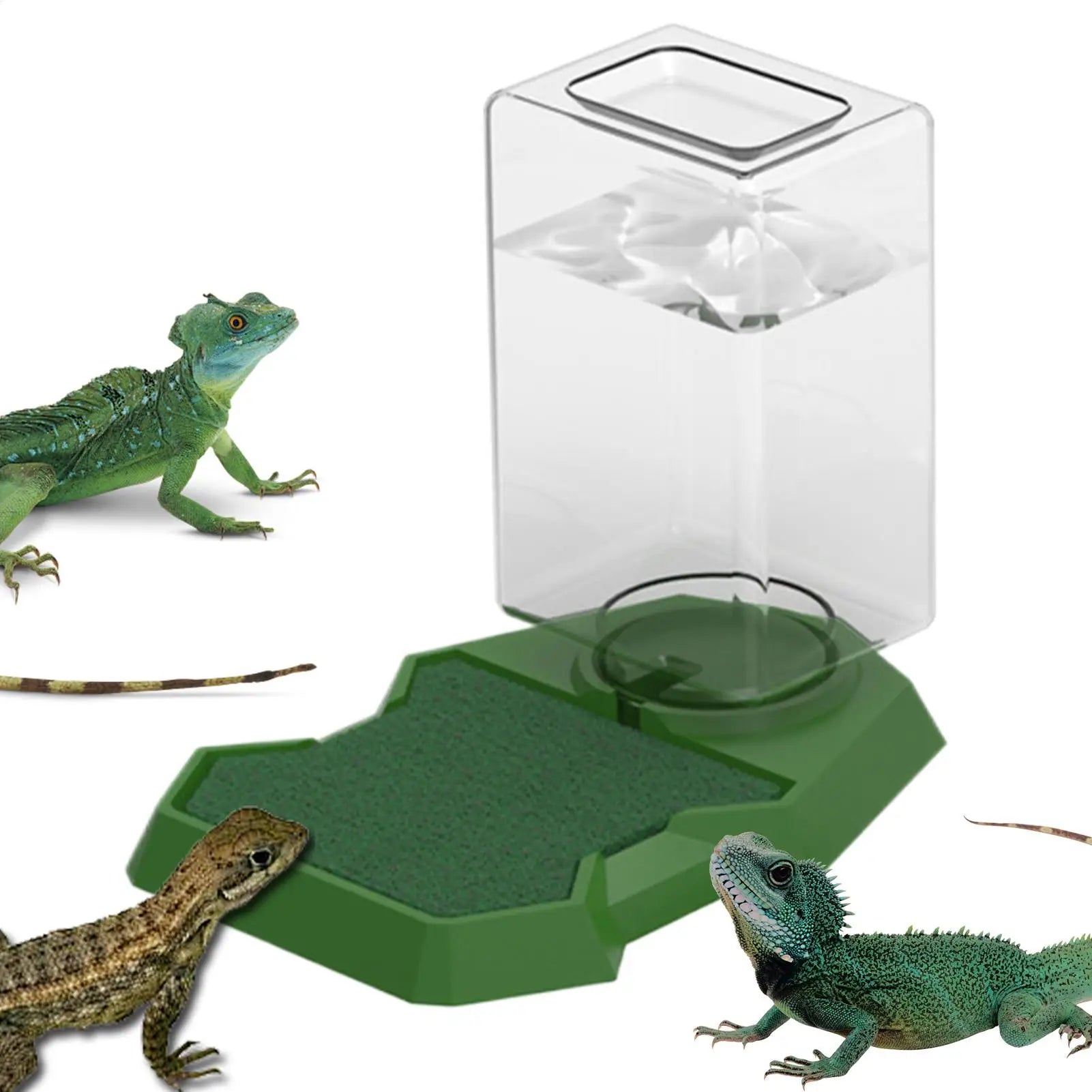 Reptile Water Dispenser Reptile Water Dish Bowl Anti-slip Large Capacity Turtle Feeders Waterer For Snake Terrarium Tank Oasis Select