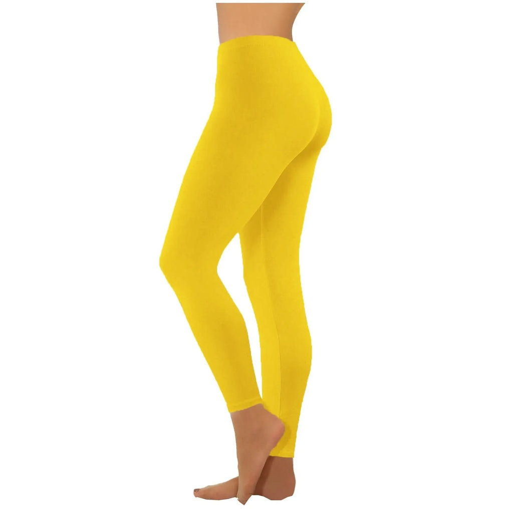 High Waist Yoga Leggings Seamless Push Up Sport Leggings Fitness Running Pants Solid Highly Elastic Underwear Bottoms Oasis Select Yellow XL