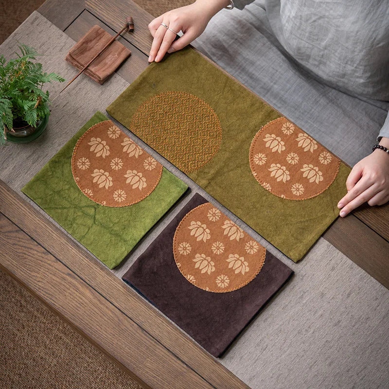 Chinese Tea Ceremony Tie-dye Canvas Dry Foam Mat Tea Tablecloth Mat Tea Room Heat Insulation Mat Table Practical Tea Oasis Select
