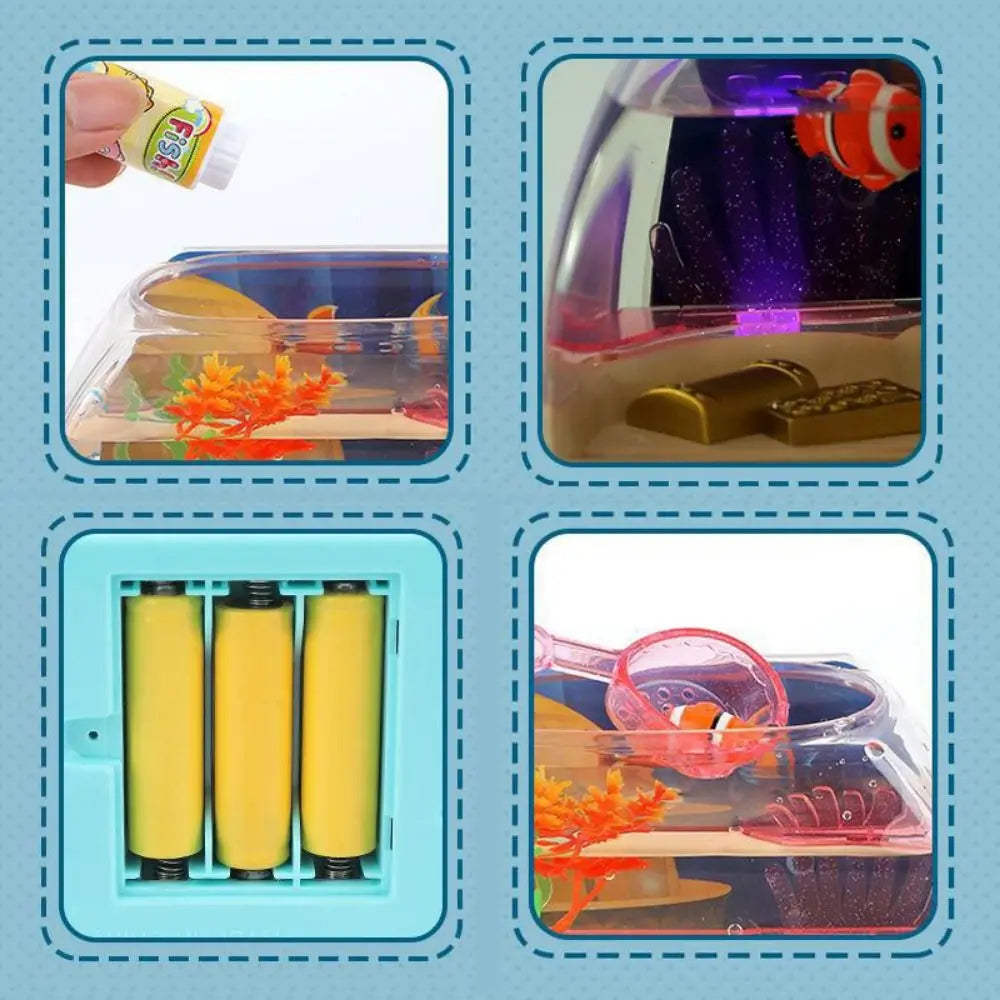 LED Mini Fish Tank Toy with Music & Fishing Game | Desktop Kids Aquarium Toy Oasis Select