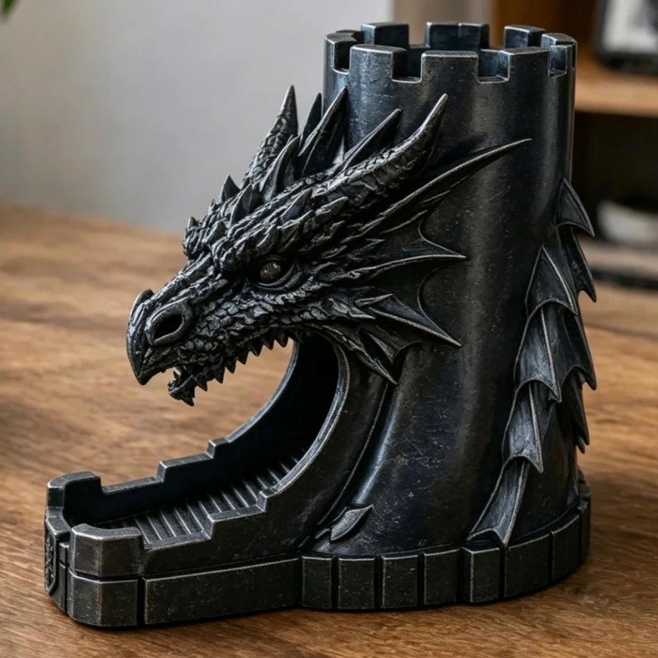 3D Printed Dragon Dice Tower Stair Rolling Design Desktop Game Ornament Retro Style Table Decor Creative Holiday Xmas Gift Oasis Select